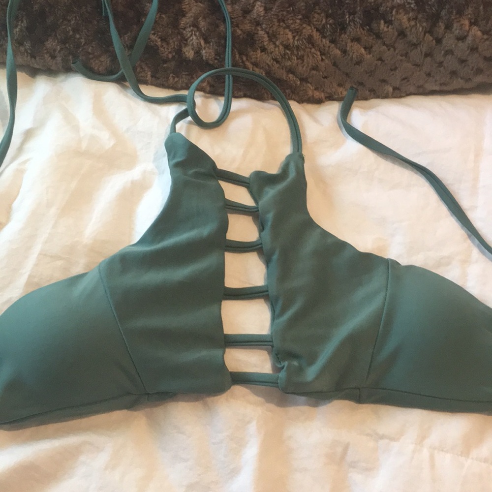 Halter high neck green bikini top!